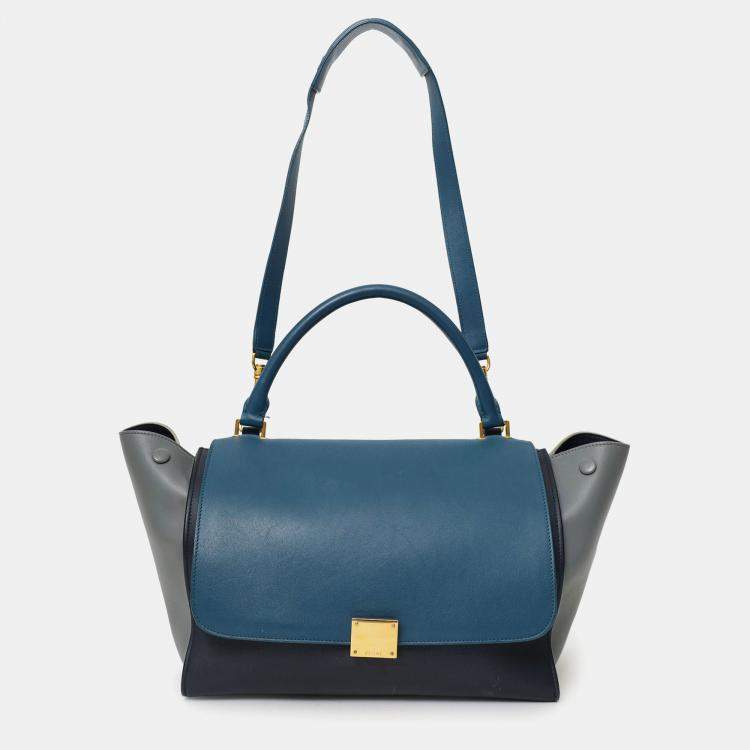 Pre Owned Celine Tri Color Leather Medium Trapeze Bag