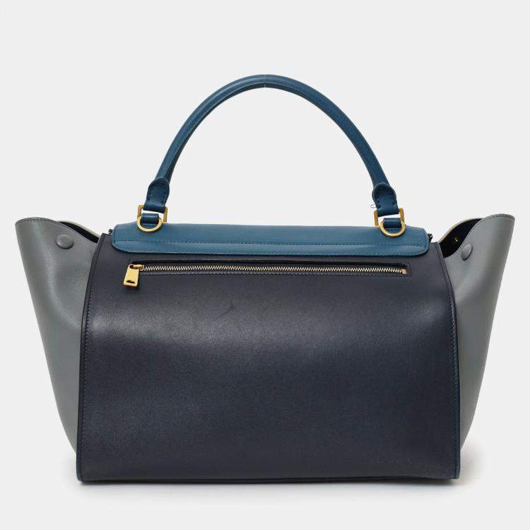 Pre Owned Celine Tri Color Leather Medium Trapeze Bag