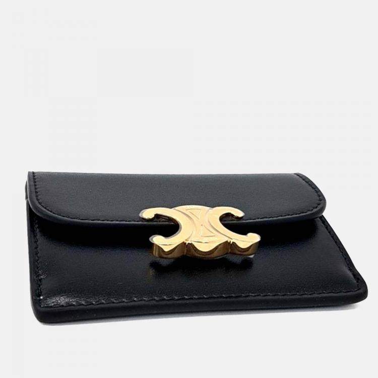Pre Owned Celine Black Leather Triumph Card Holder