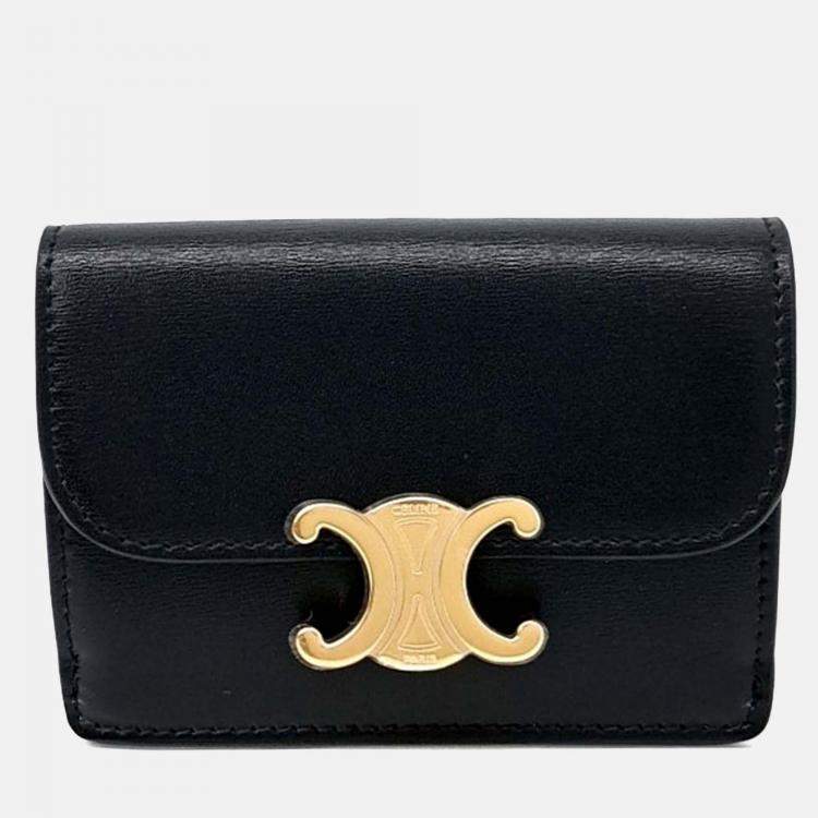 Pre Owned Celine Black Leather Triumph Card Holder