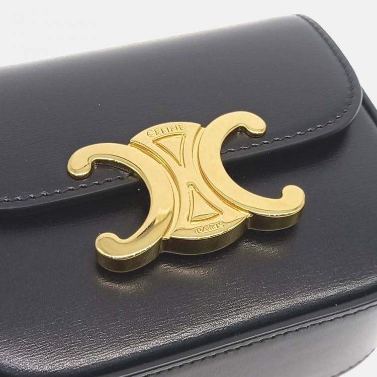 Pre Owned Celine Black Leather Triumph Mini Crossbody Bag