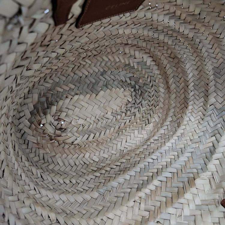 Pre Owned Celine Beige/Brown Raffia Triumph Pannier Shoulder Bag