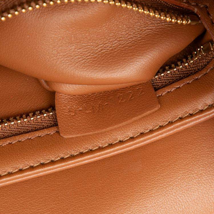 Pre Owned Celine Brown Teen Canvas and Calfskin Triomphe Crossbody