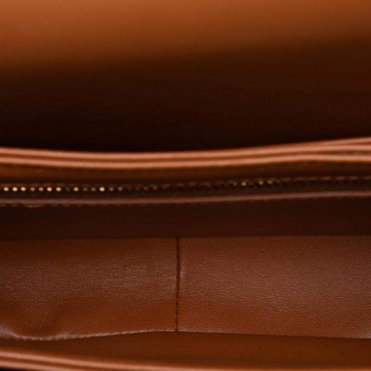 Pre Owned Celine Brown Teen Canvas and Calfskin Triomphe Crossbody