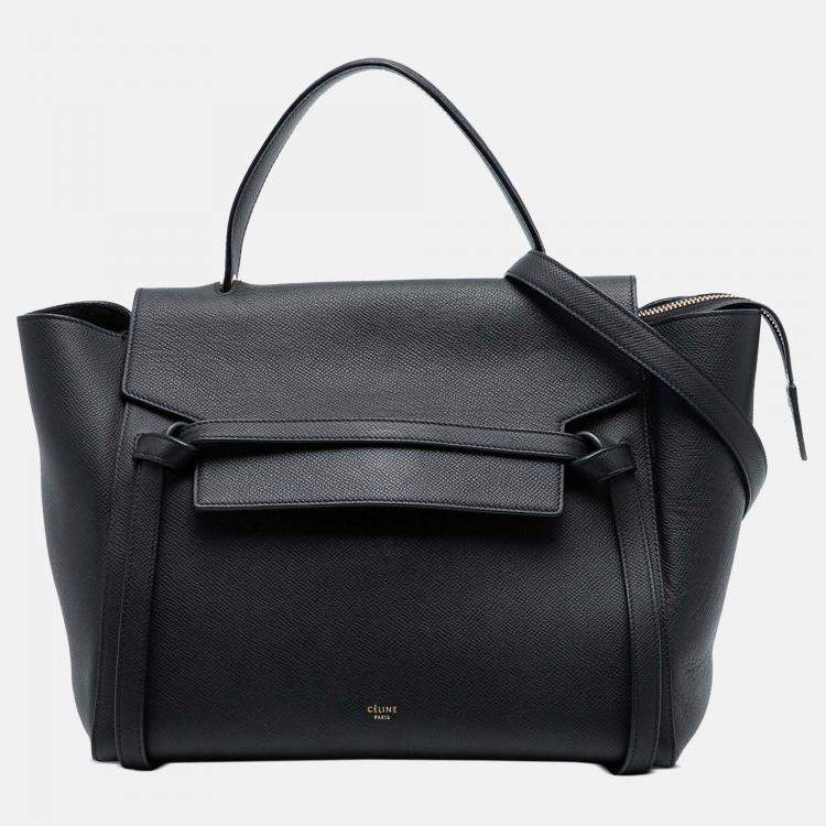 Pre Owned Celine Black Mini Grained Calfskin Belt Satchel