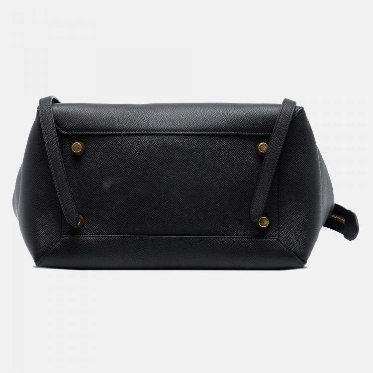 Pre Owned Celine Black Mini Grained Calfskin Belt Satchel