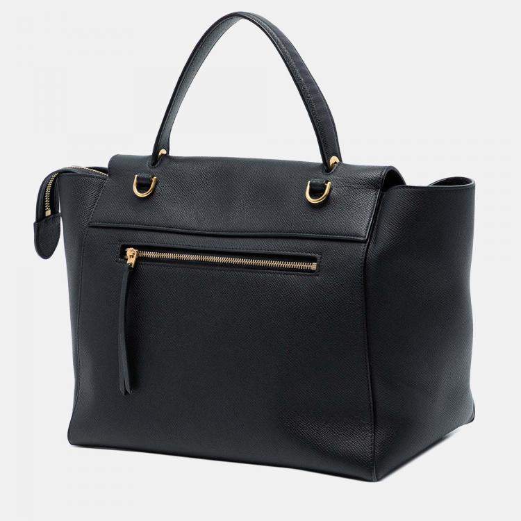 Pre Owned Celine Black Mini Grained Calfskin Belt Satchel
