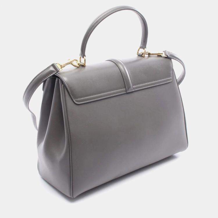 Pre Owned Celine 16 Seize Medium Handbag  Leather  Gray