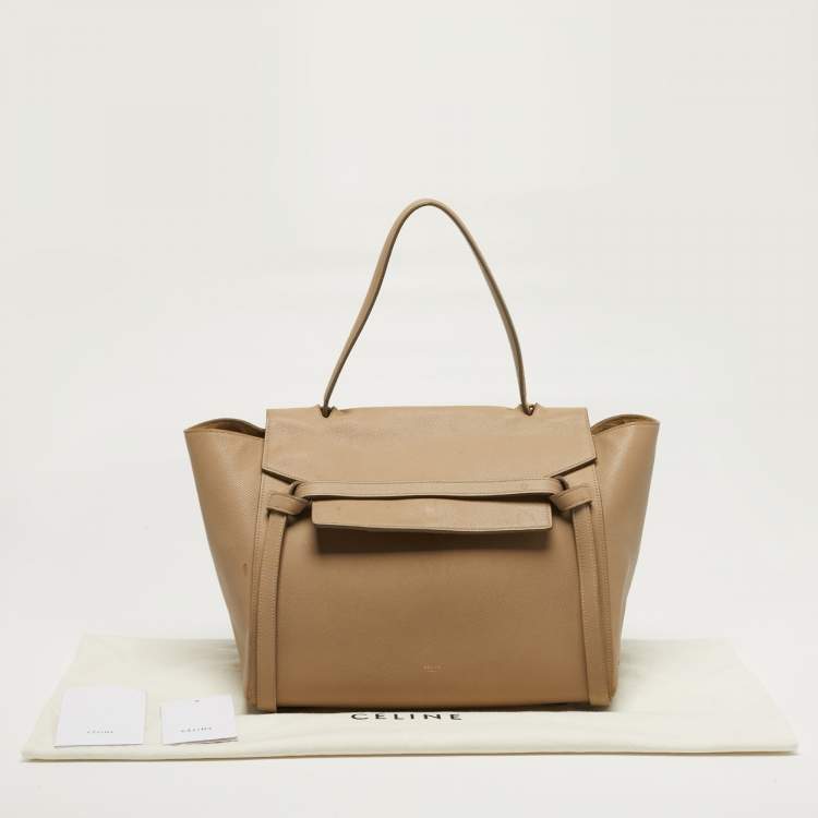 Pre Owned Celine Belt Beige Leather Top Handle Bag