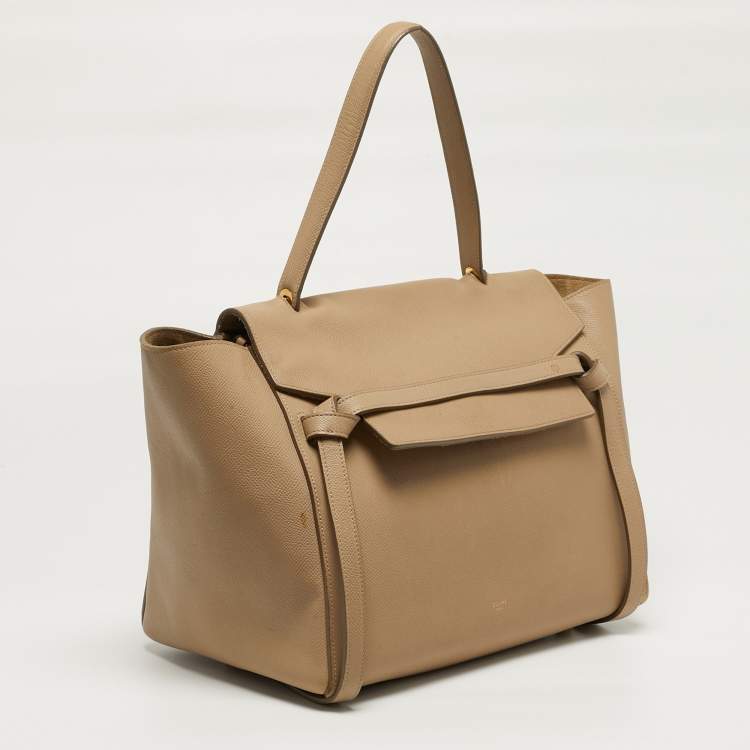 Pre Owned Celine Belt Beige Leather Top Handle Bag