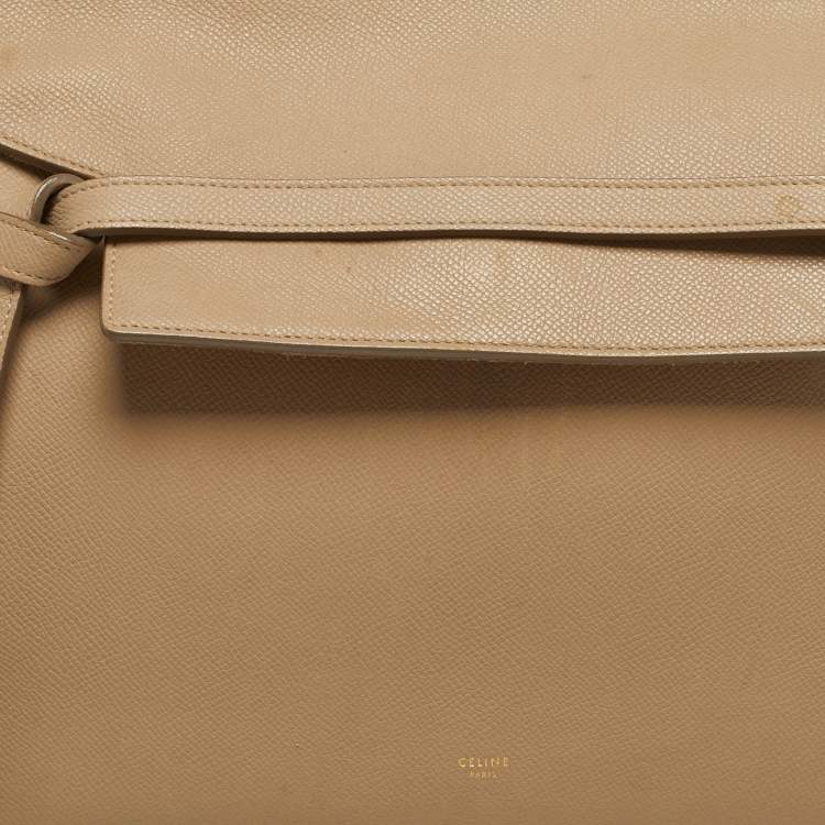 Pre Owned Celine Belt Beige Leather Top Handle Bag