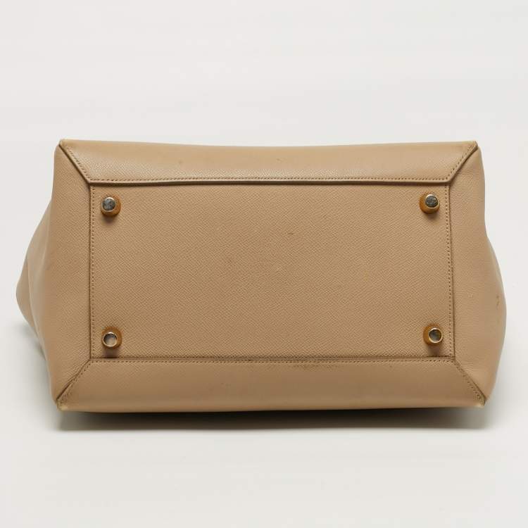 Pre Owned Celine Belt Beige Leather Top Handle Bag