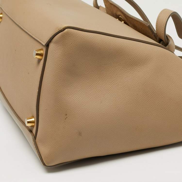 Pre Owned Celine Belt Beige Leather Top Handle Bag