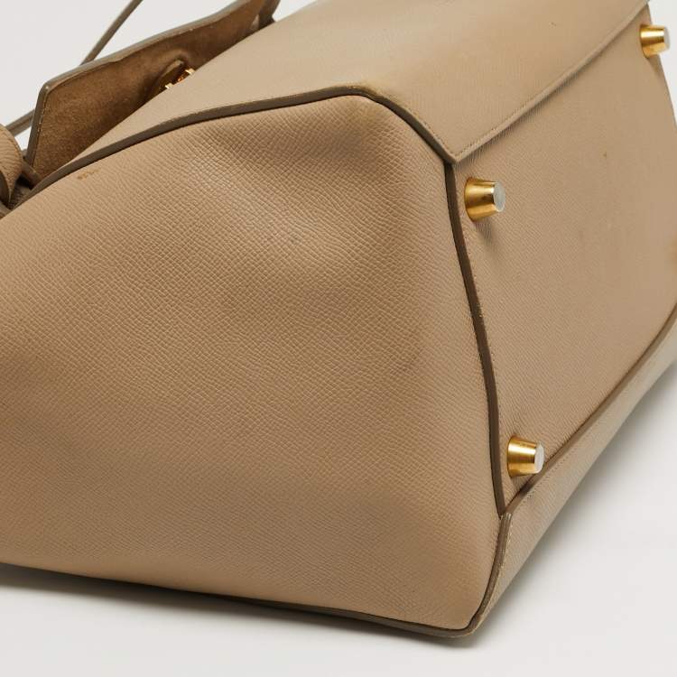 Pre Owned Celine Belt Beige Leather Top Handle Bag