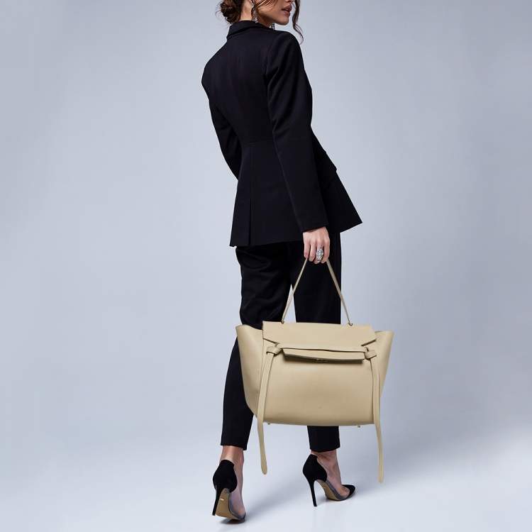 Pre Owned Celine Belt Beige Leather Top Handle Bag