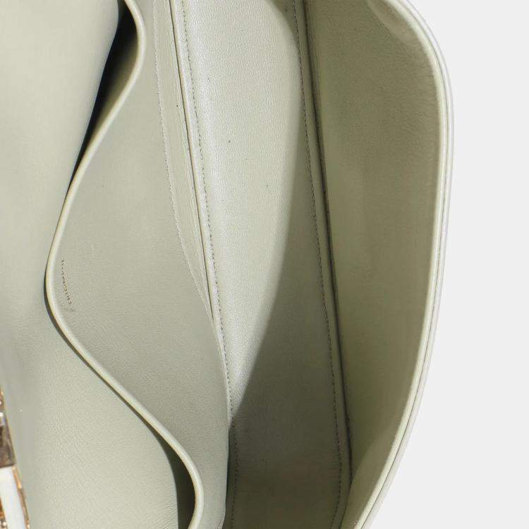 Pre Owned Celine Almond Green Shiny Calfskin Triomphe Chain Shoulder Bag