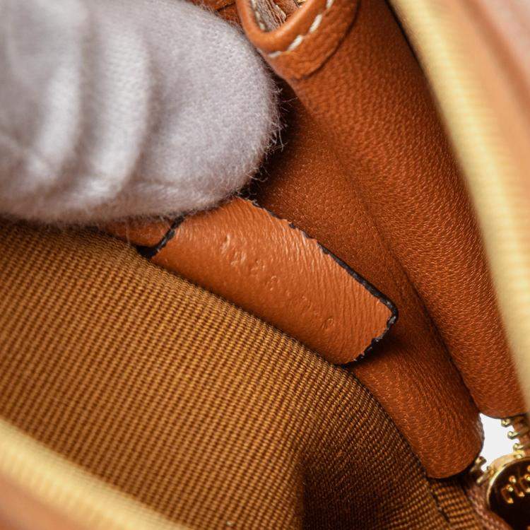 Pre Owned Celine White Triomphe Coated Canvas Clutch On Chain