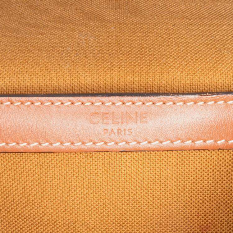 Pre Owned Celine Brown Medium Triomphe Coated Canvas Folco Crossbody