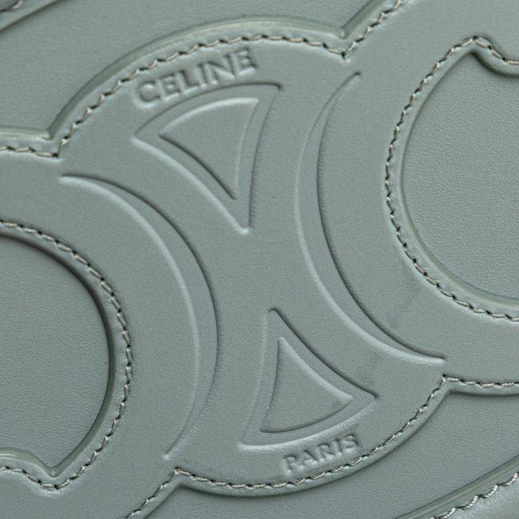 Pre Owned Celine Blue Small Calfskin Cuir Triomphe Oval Crossbody