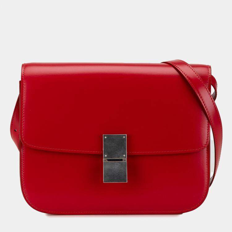 مملوكة مسبقًا Celine Red Medium Calfskin Classic Box