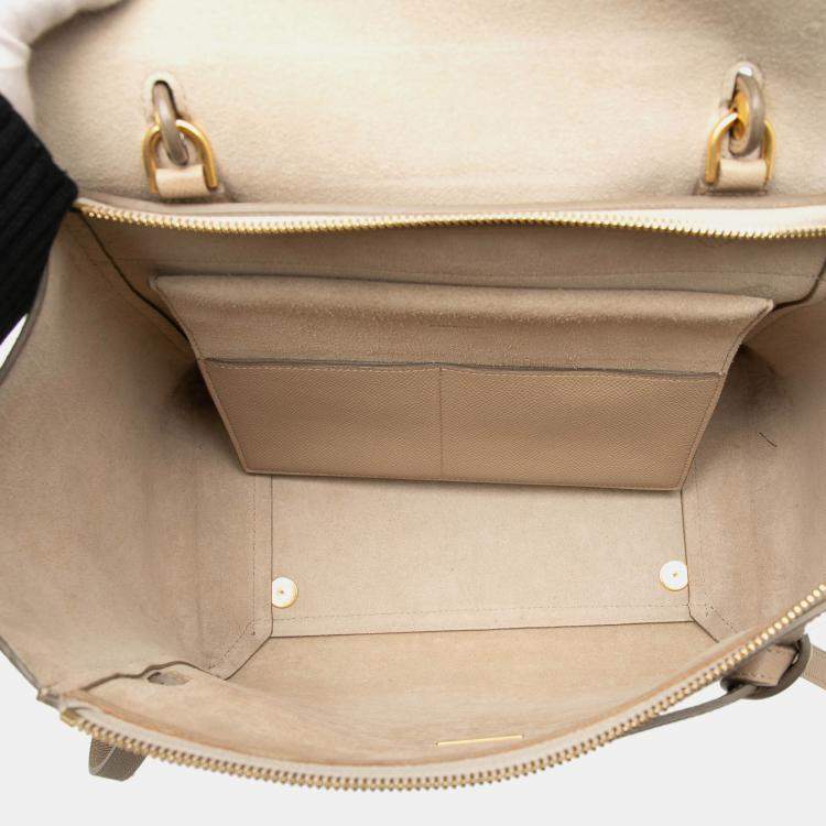 Pre Owned Celine Brown Mini Grained Calfskin Belt Satchel