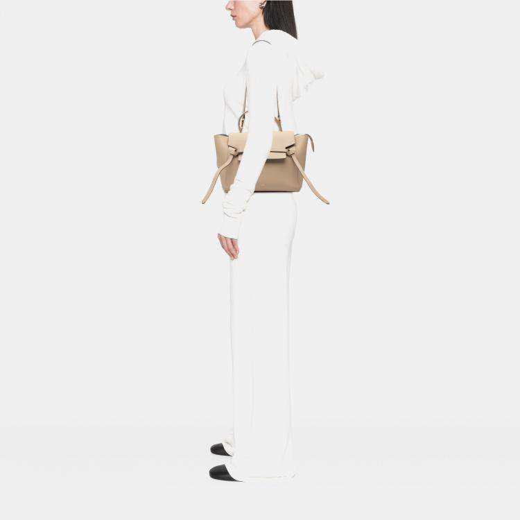 Pre Owned Celine Brown Mini Grained Calfskin Belt Satchel