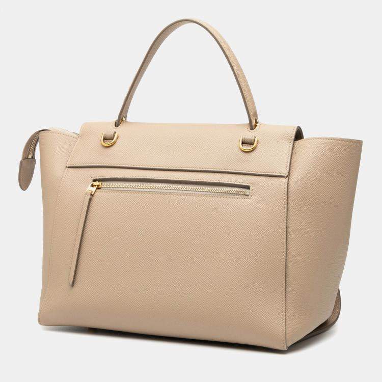 Pre Owned Celine Brown Mini Grained Calfskin Belt Satchel