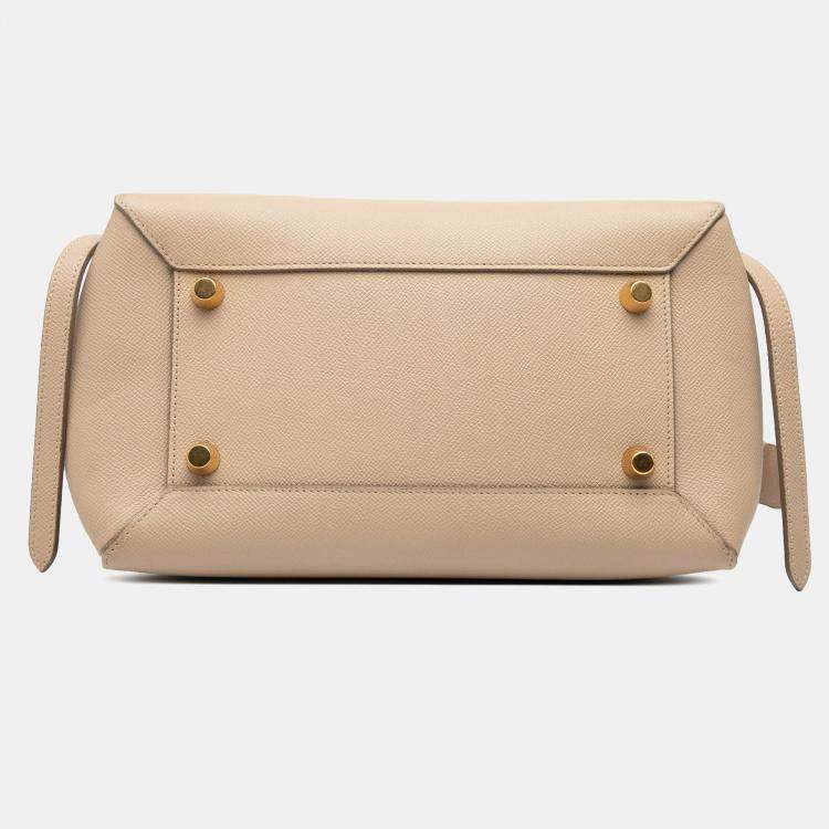 Pre Owned Celine Brown Mini Grained Calfskin Belt Satchel