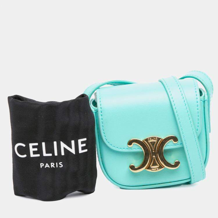 مملوكة مسبقًا Celine Blue Leather Triomphe AirPods Case with Strap