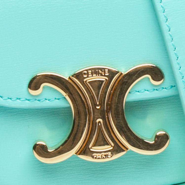 مملوكة مسبقًا Celine Blue Leather Triomphe AirPods Case with Strap