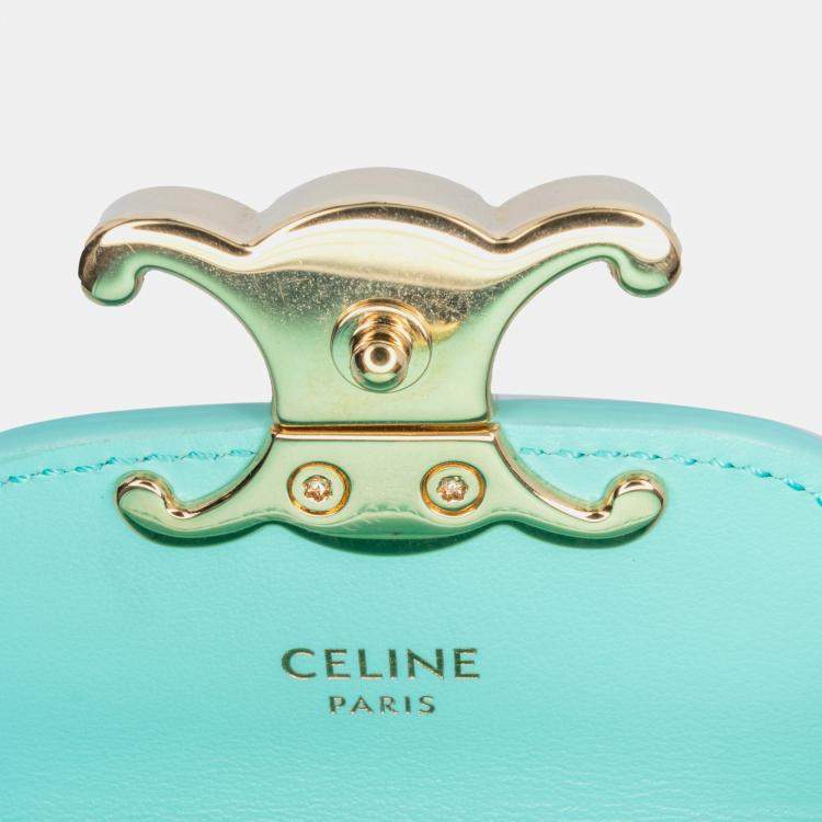 مملوكة مسبقًا Celine Blue Leather Triomphe AirPods Case with Strap