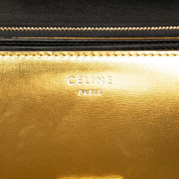 Pre Owned Celine Gold Medium Calfskin Classic Box