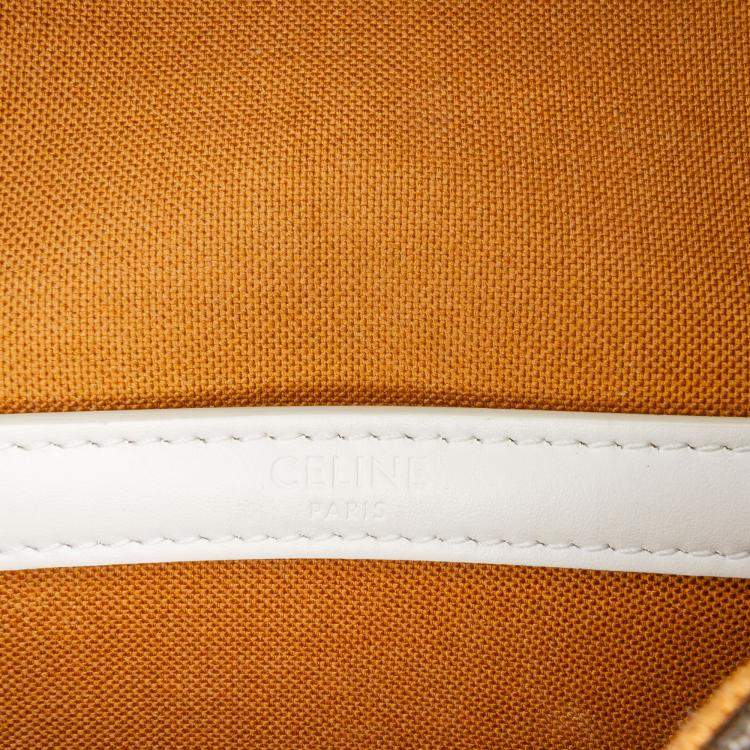 Pre Owned Celine Brown White Medium Triomphe Coated Canvas Folco Crossbody