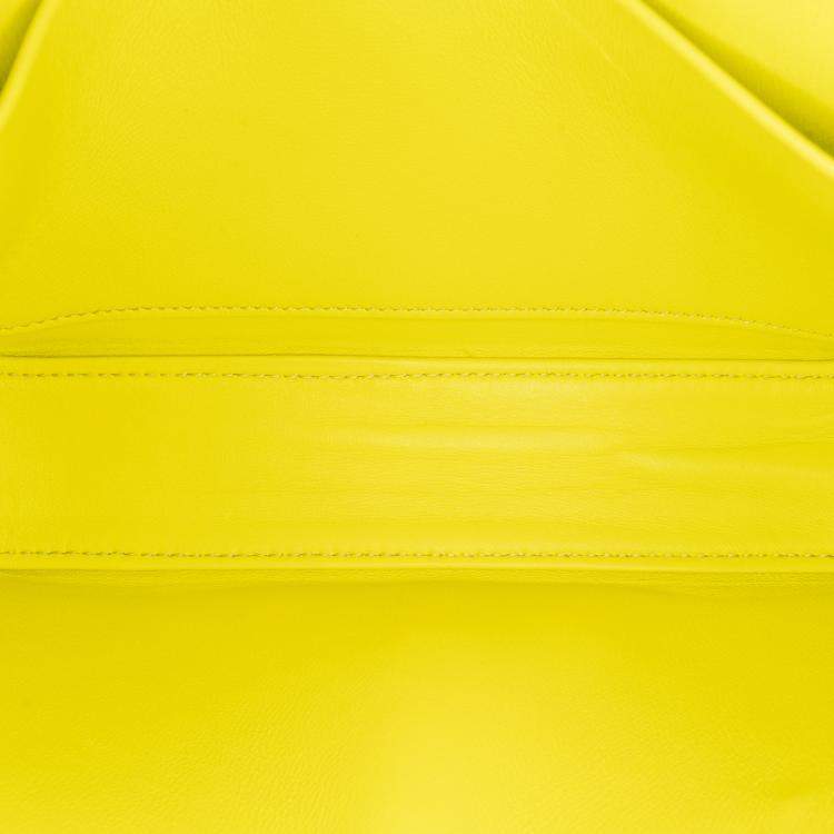 Pre Owned Celine Yellow Calfskin Cuir Triomphe Chain Shoulder Bag