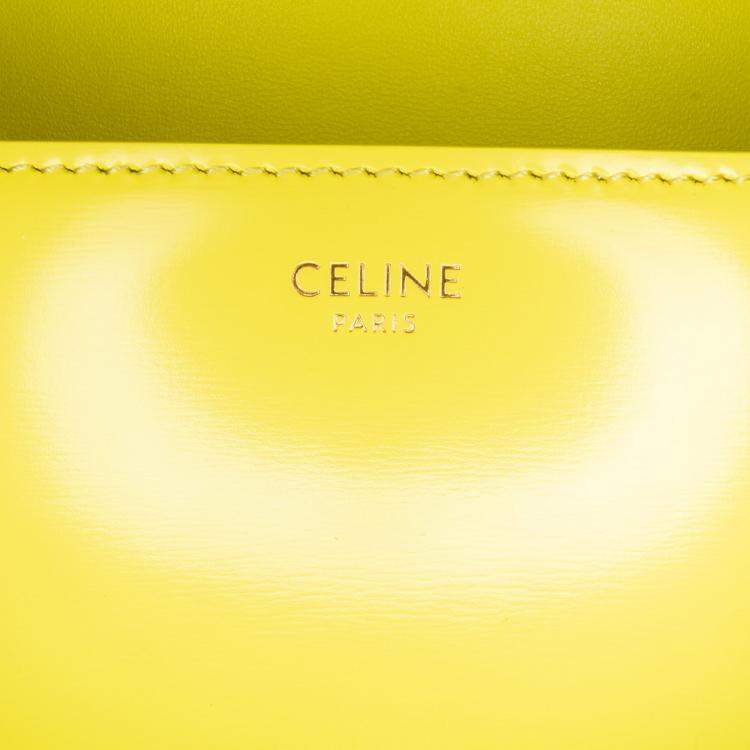 Pre Owned Celine Yellow Calfskin Cuir Triomphe Chain Shoulder Bag