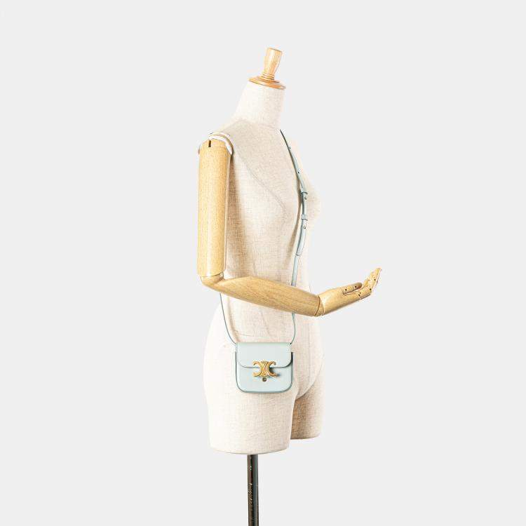 Pre Owned Celine Blue Mini Calfskin Claude Crossbody