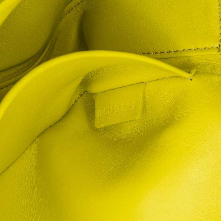 Pre Owned Celine Yellow Calfskin Cuir Triomphe Chain Shoulder Bag