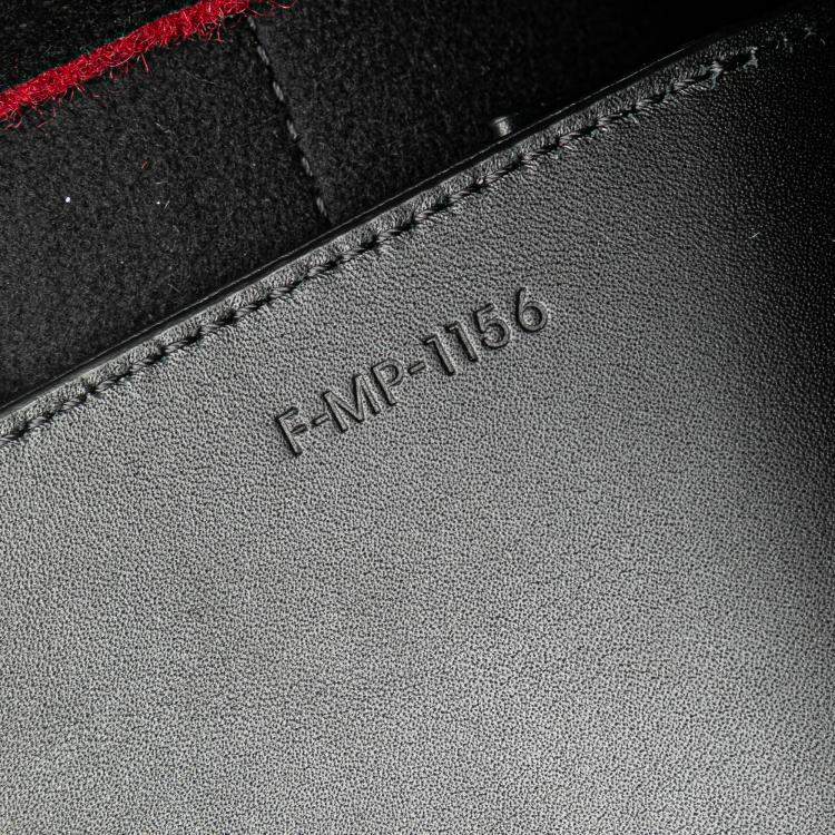 Pre Owned Celine Black Red Mini Felt and Calfskin Belt Satchel