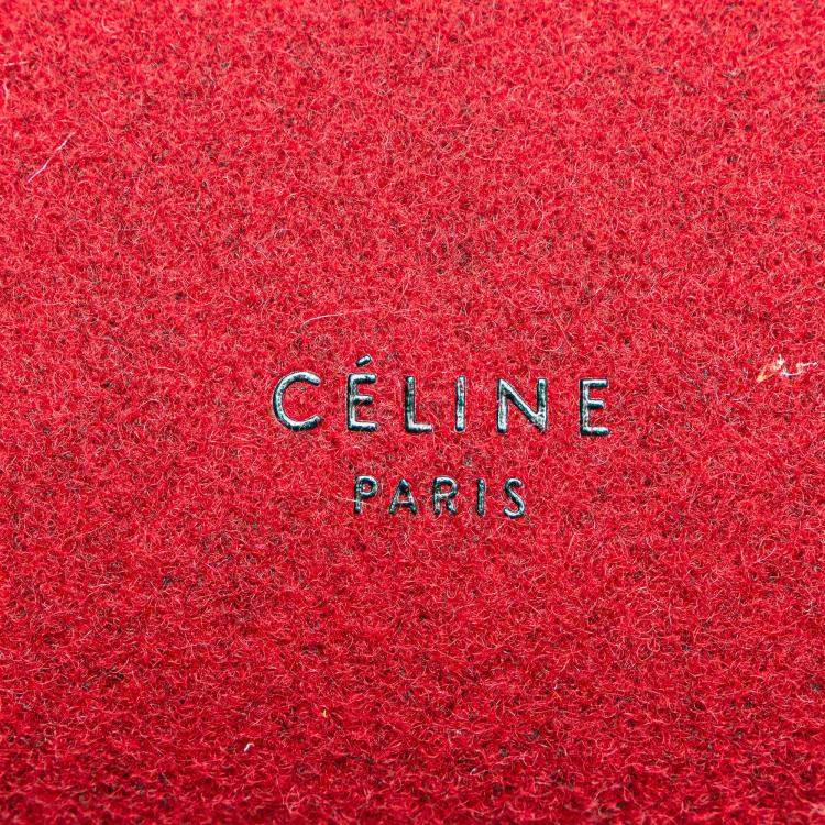 Pre Owned Celine Black Red Mini Felt and Calfskin Belt Satchel