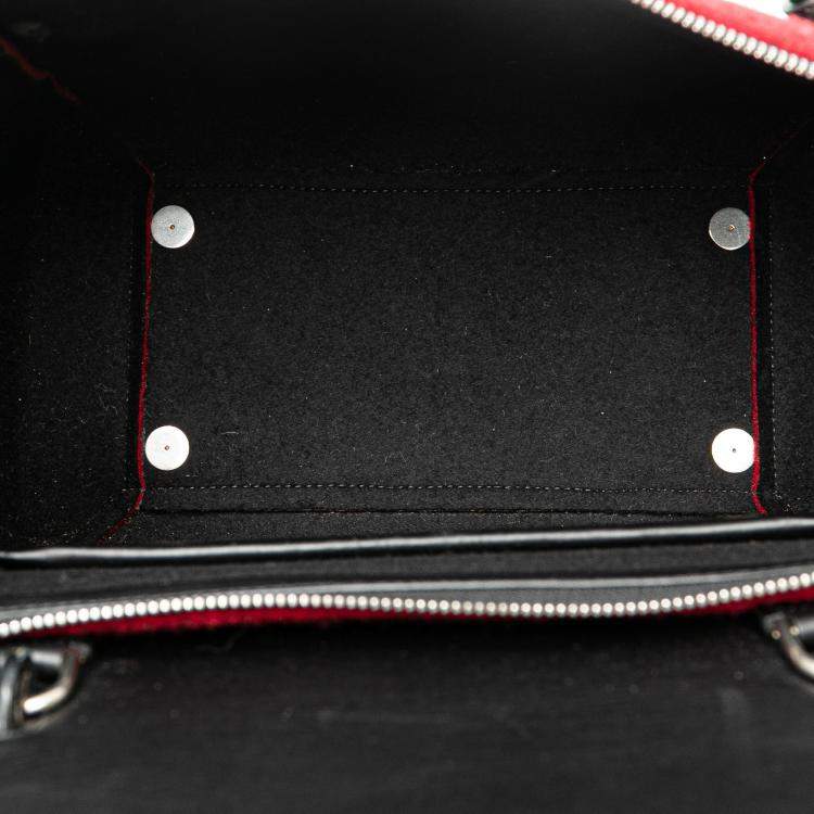 Pre Owned Celine Black Red Mini Felt and Calfskin Belt Satchel