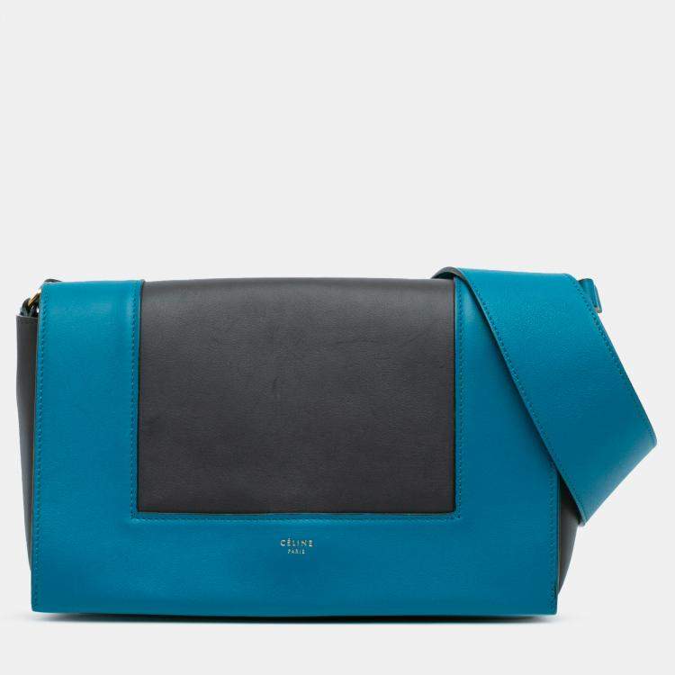 مملوكة مسبقًا Celine Black Blue Leather Frame Shoulder Bag