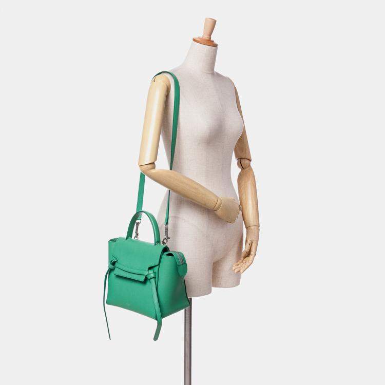 Pre Owned Celine Green Mini Grained Calfskin Belt Bag