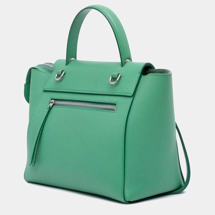 Pre Owned Celine Green Mini Grained Calfskin Belt Bag