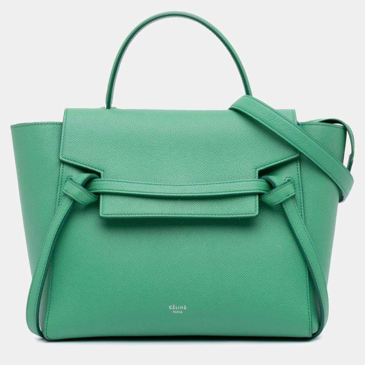 Pre Owned Celine Green Mini Grained Calfskin Belt Bag