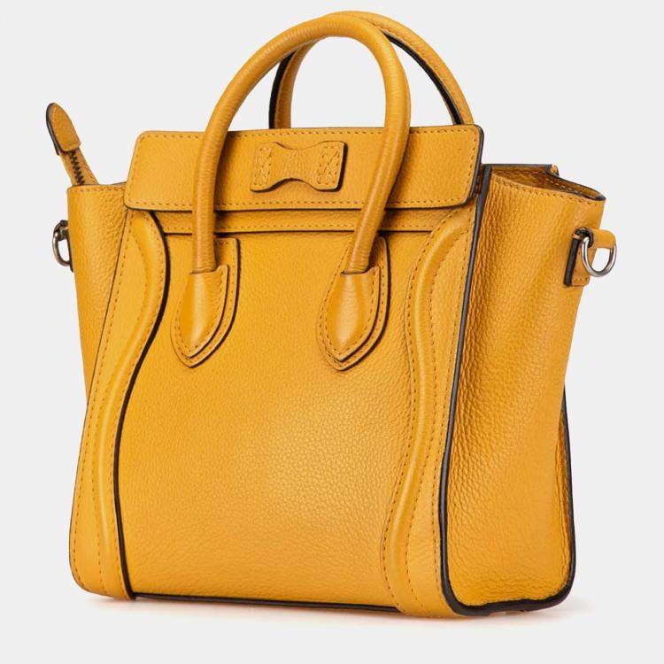 مملوكة مسبقًا Celine Yellow Nano Leather Luggage Tote