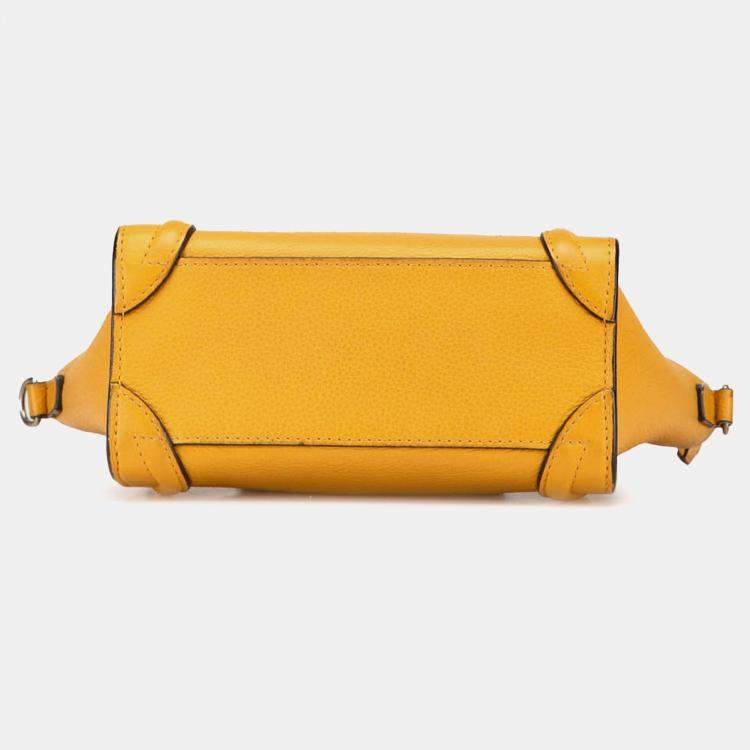 مملوكة مسبقًا Celine Yellow Nano Leather Luggage Tote