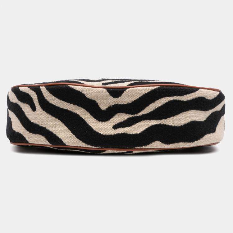 Pre Owned Celine Brown Zebra Print Canvas Ava Shoulder Bag