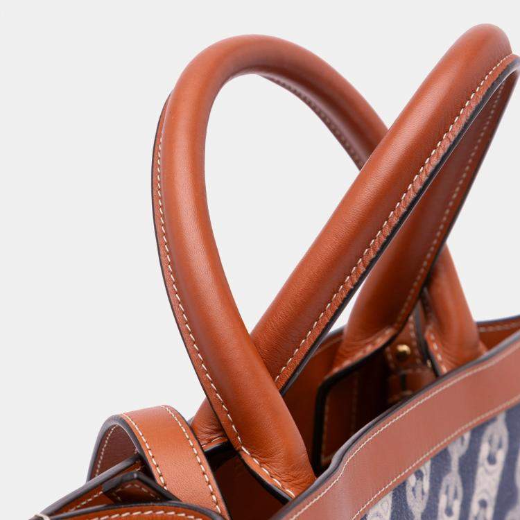 Pre Owned Celine Blue Small Triomphe Canvas Maillon Vertical Cabas Satchel