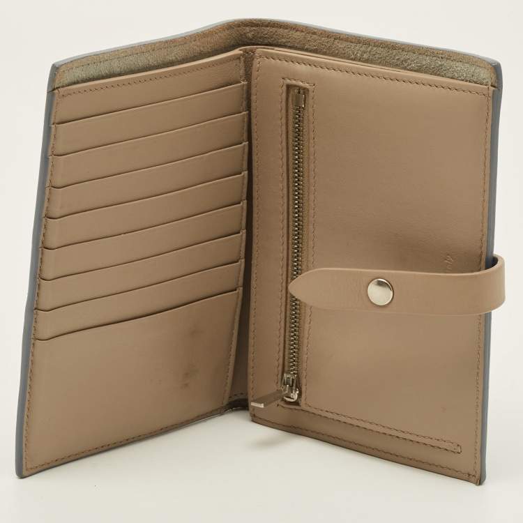 Pre Owned Celine Strap Medium Light Blue/Beige Leather Wallet
