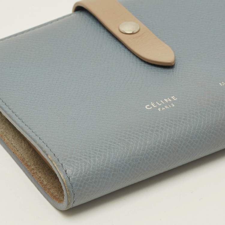 Pre Owned Celine Strap Medium Light Blue/Beige Leather Wallet